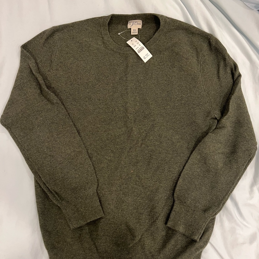 J Crew Men’s Cotton Garter Stitch in Heather Moss XS
